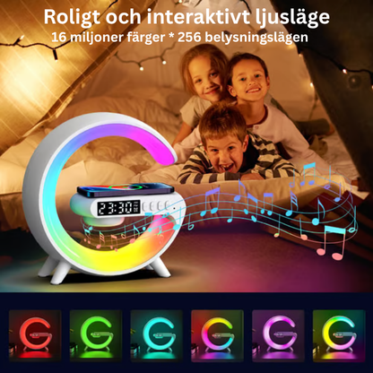 GlowRise™ | Multifunktionell väckarklocka med LED, högtalare & trådlös laddning