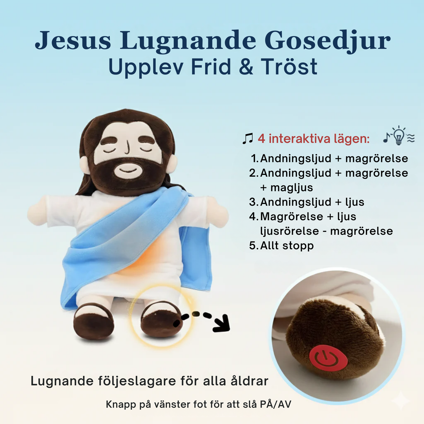 LugnLjus™ Jesus Lugnande Plyschdocka