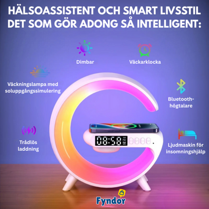 GlowRise™ | Multifunktionell väckarklocka med LED, högtalare & trådlös laddning
