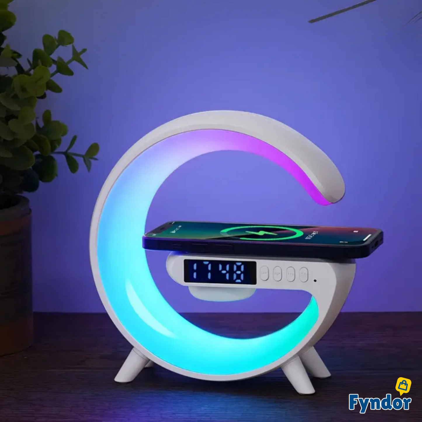 GlowRise™ | Multifunktionell väckarklocka med LED, högtalare & trådlös laddning