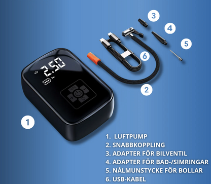 AirGo™ | STARK & PORTABEL Air Pump för Bil, Cykel & Sport