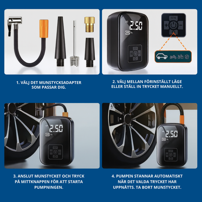 AirGo™ | STARK & PORTABEL Air Pump för Bil, Cykel & Sport