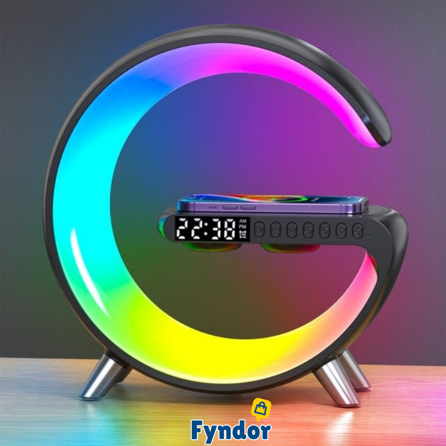 GlowRise™ | Multifunktionell väckarklocka med LED, högtalare & trådlös laddning