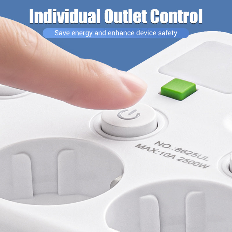 SmartPlug All-in-1 (USB + Nattlampa) – Individuella Strömbrytare & Resvänlig: Ladda Flera Enheter Samtidigt!